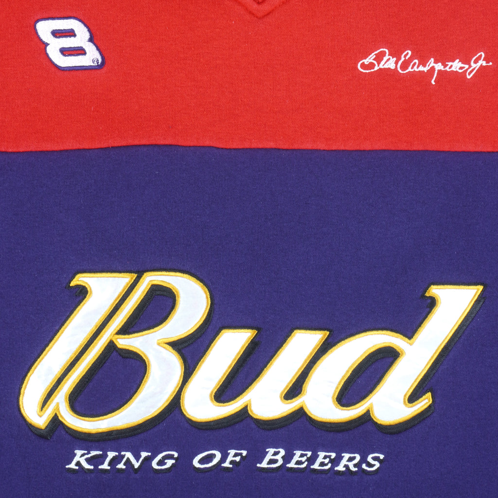 NASCAR - Dale Jr. #8 Budweiser Sweatshirt 1990s Large Vintage Retro