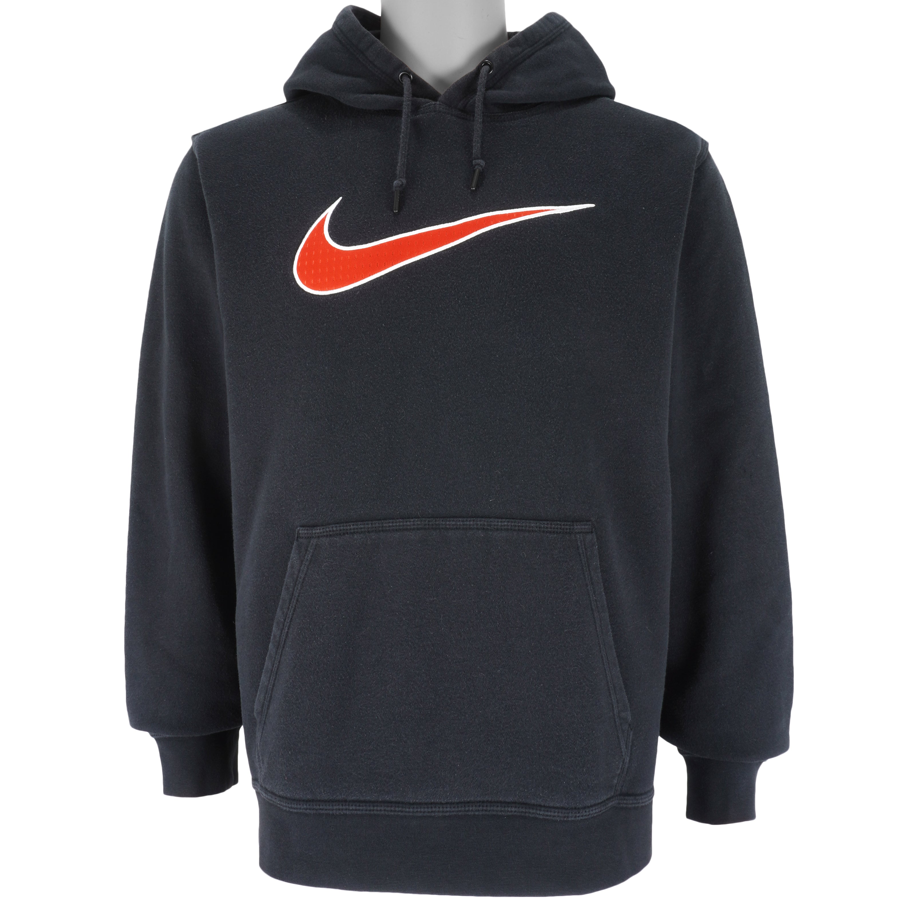 Nike - Black Hooded Pullover Sweatshirt 2000s Large Vintage Retro