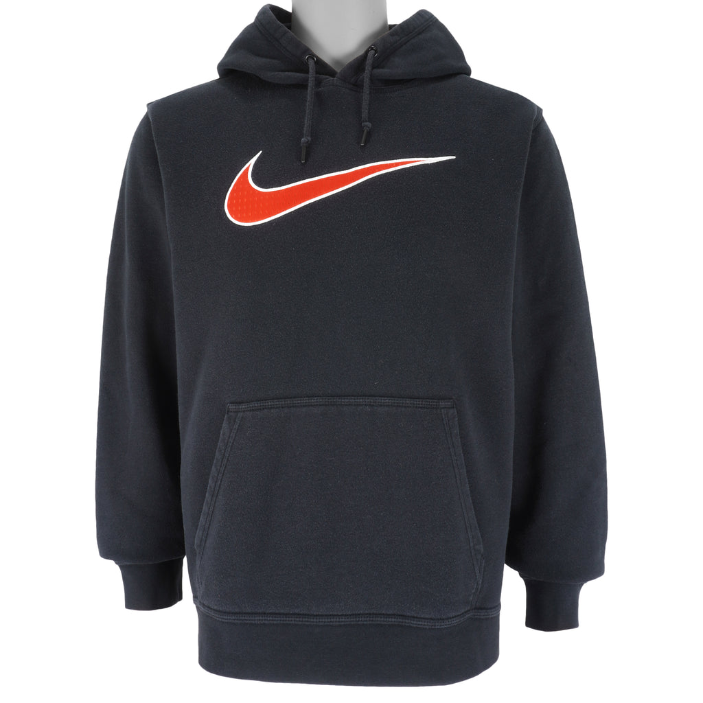 Nike - Black Hooded Pullover Sweatshirt 2000s Large Vintage Retro