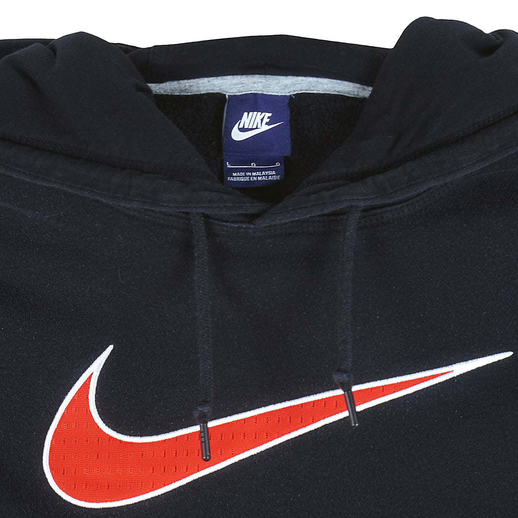 Nike - Black Hooded Pullover Sweatshirt 2000s Large Vintage Retro