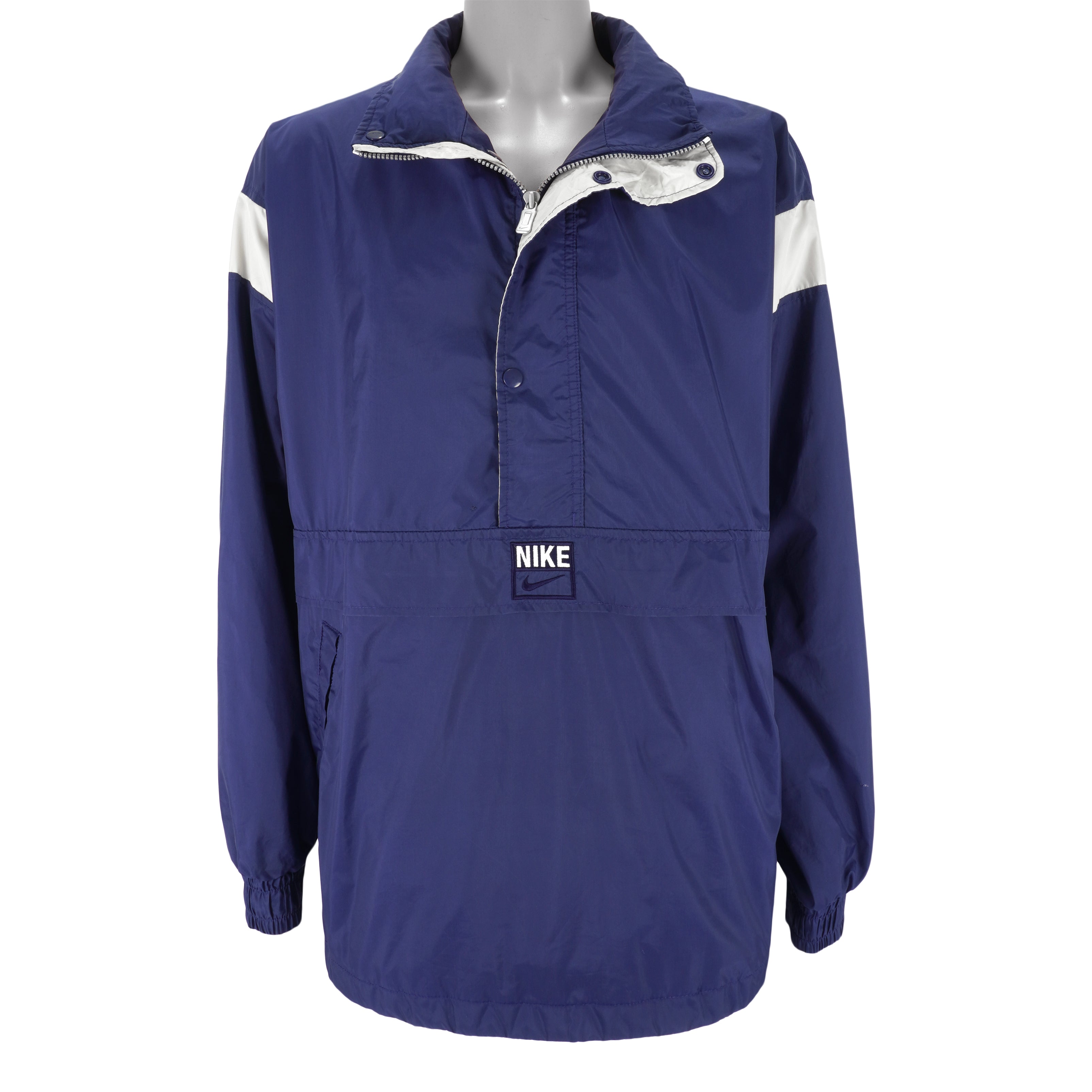 Nike  - Blue 1/2 Zip Embroidered Logo Pullover Windbreaker 1990s X-Large Vintage Retro