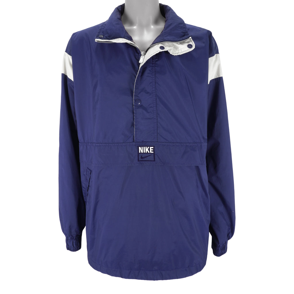 Nike  - Blue 1/2 Zip Embroidered Logo Pullover Windbreaker 1990s X-Large Vintage Retro