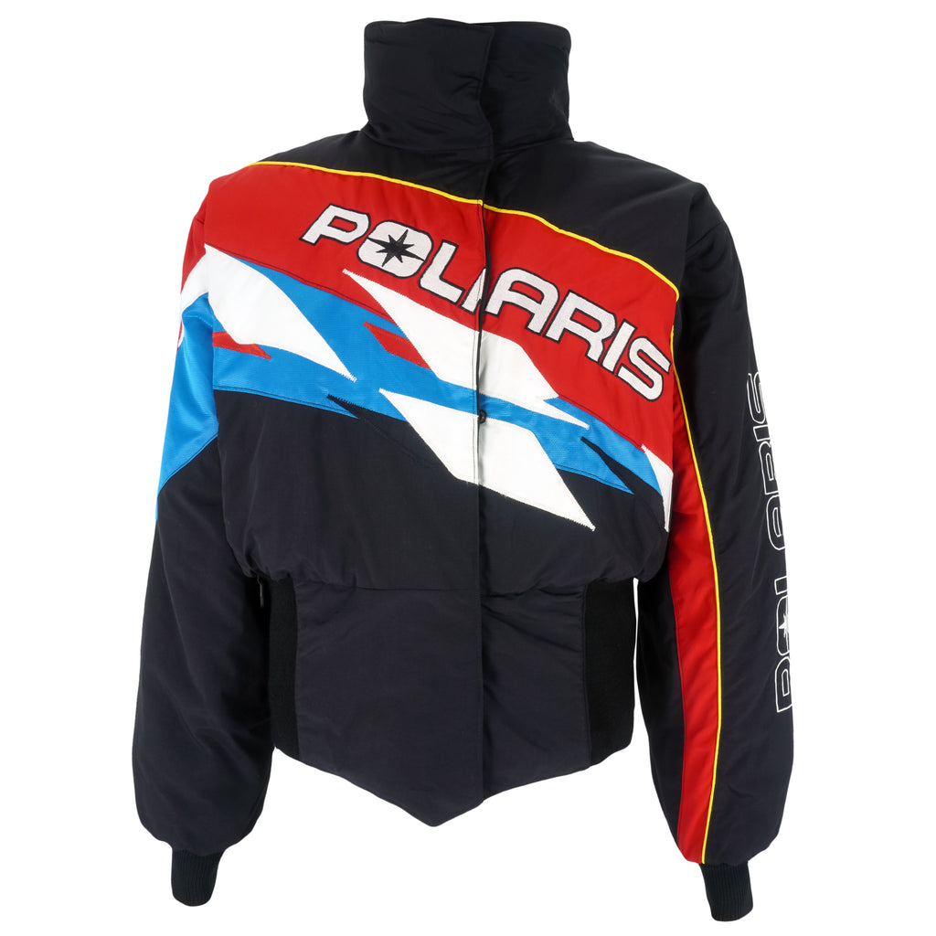 Polaris - Black Zip-Up Racing Jacket 1990s Large Vintage Retro