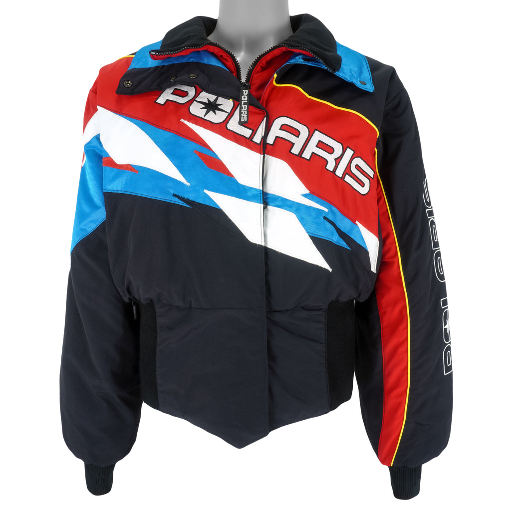 Polaris - Black Zip-Up Racing Jacket 1990s Large Vintage Retro