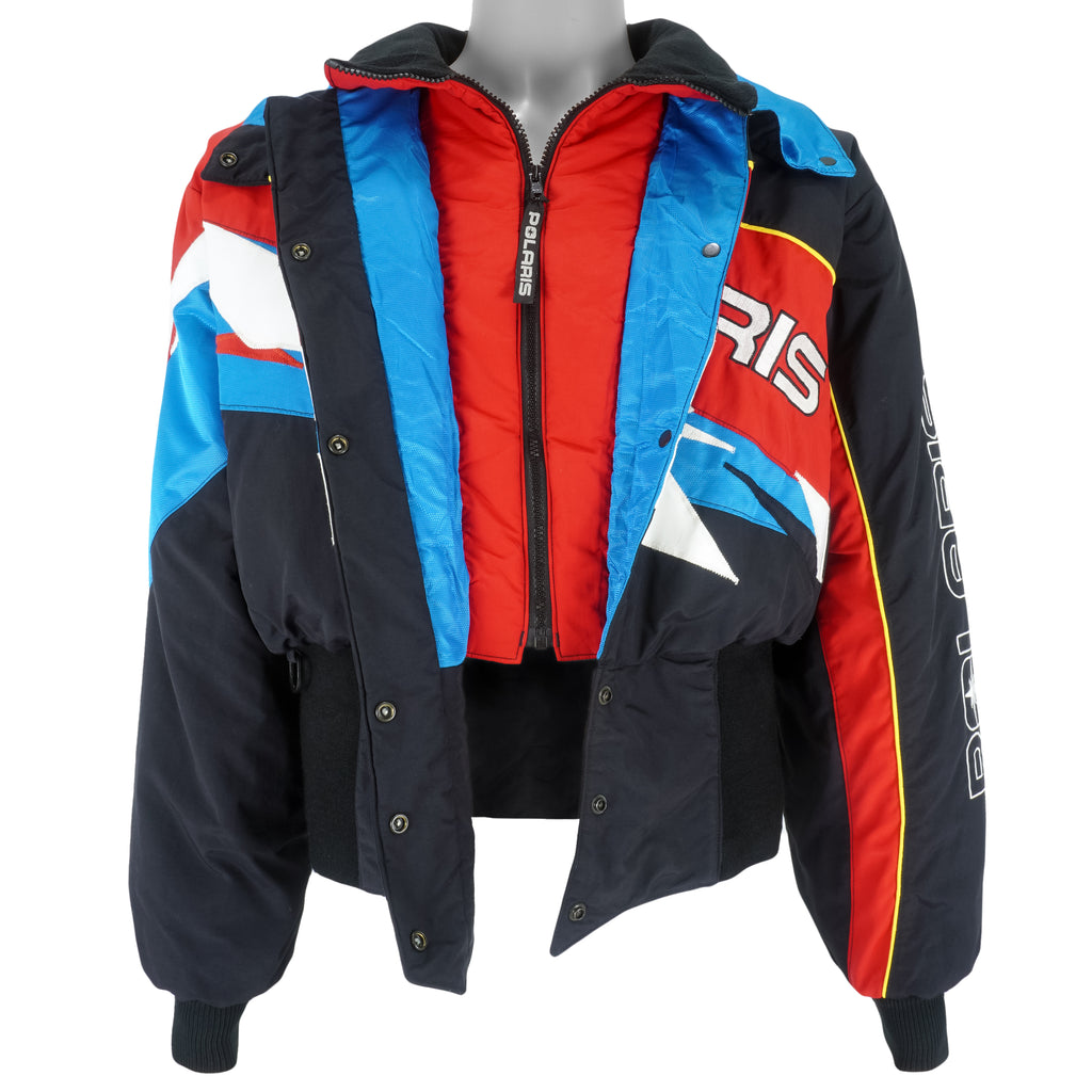 Polaris - Black Zip-Up Racing Jacket 1990s Large Vintage Retro