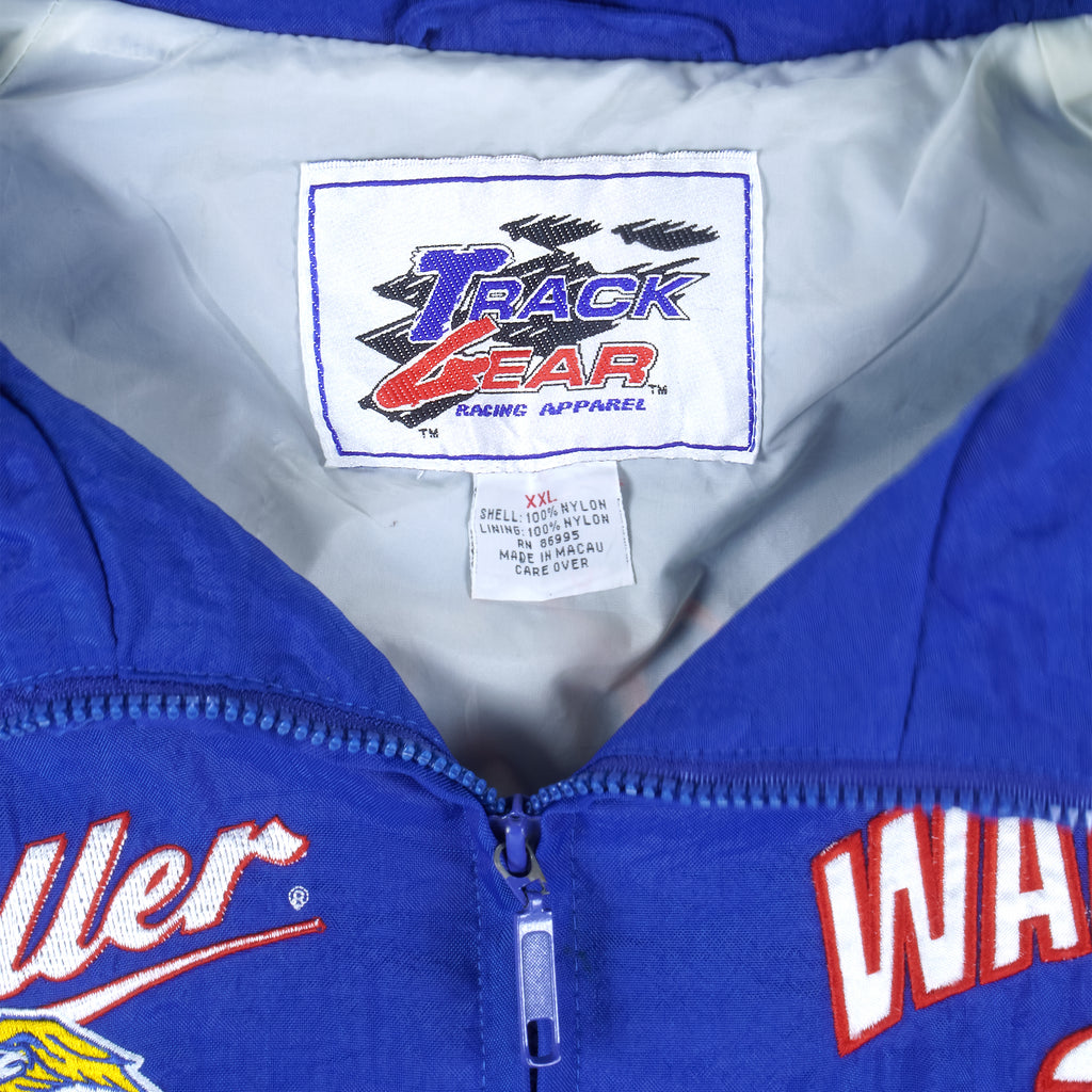 NASCAR - Blue & White Rusty Wallace, Miller Racing Jacket 1990s XX-Large Vintage Retro