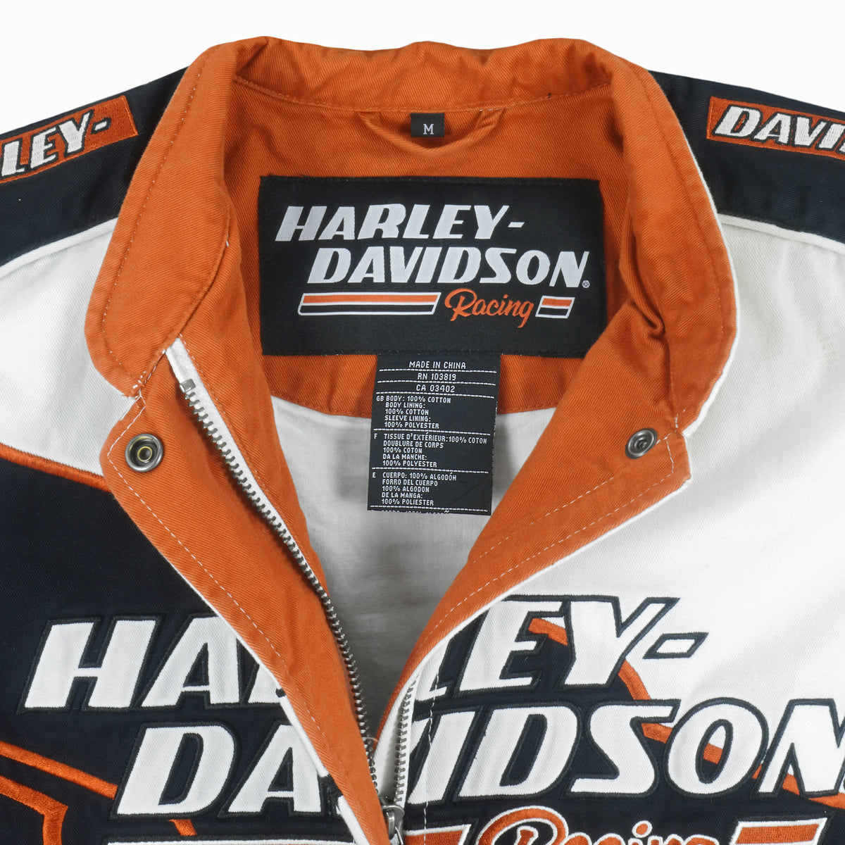 Harley Davidson - Harley Racing Embroidered Denim Jacket 1990s Medium Vintage Retro