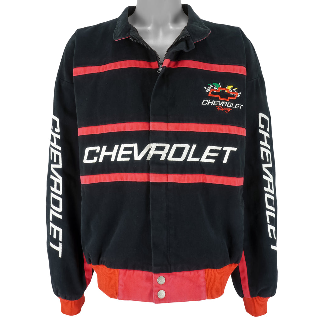 NASCAR (Racing Champions) - Black Chevrolet Racing Jacket 1990s X-Large Vintage Retro