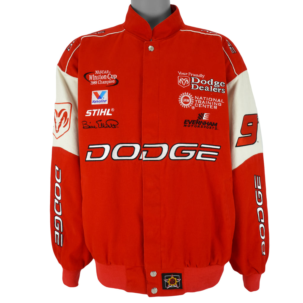 NASCAR (JH Design) - Red Dodge Racing Embroidered Jacket 1990s XX-Large Vintage Retro
