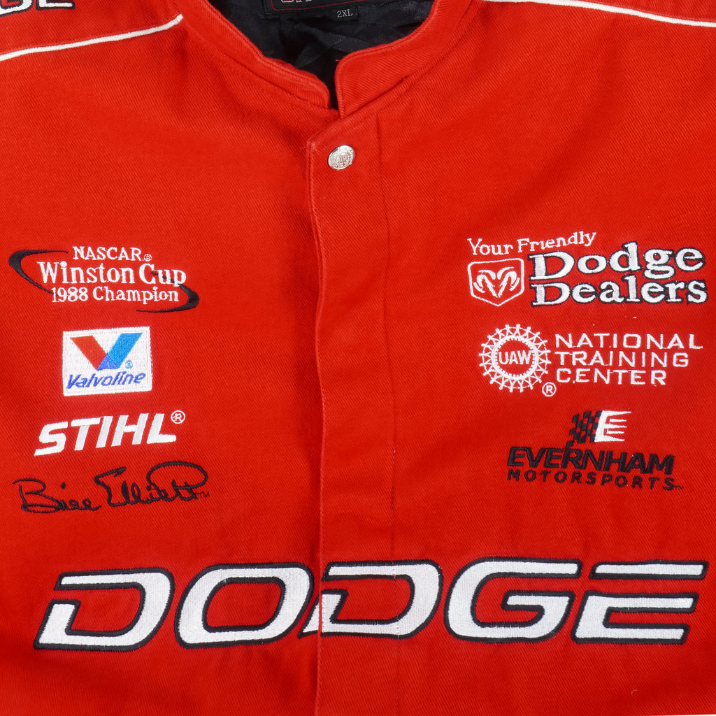 NASCAR (JH Design) - Red Dodge Racing Embroidered Jacket 1990s XX-Large Vintage Retro