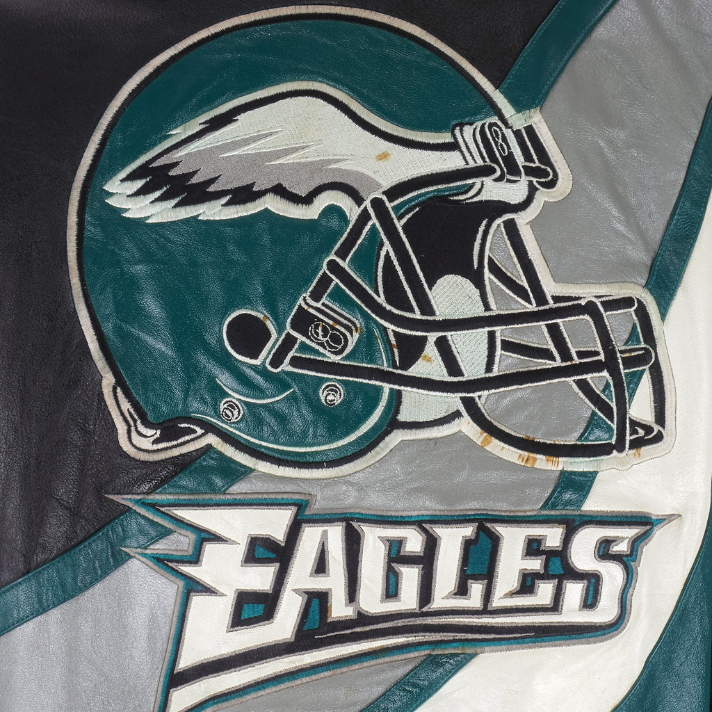 Reebok - Philadelphia Eagles Leather Jacket 1990s X-Large Vintage Retro Football