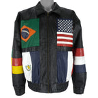 Vintage - National Flags Leather Jacket 1990s Large Vintage Retro