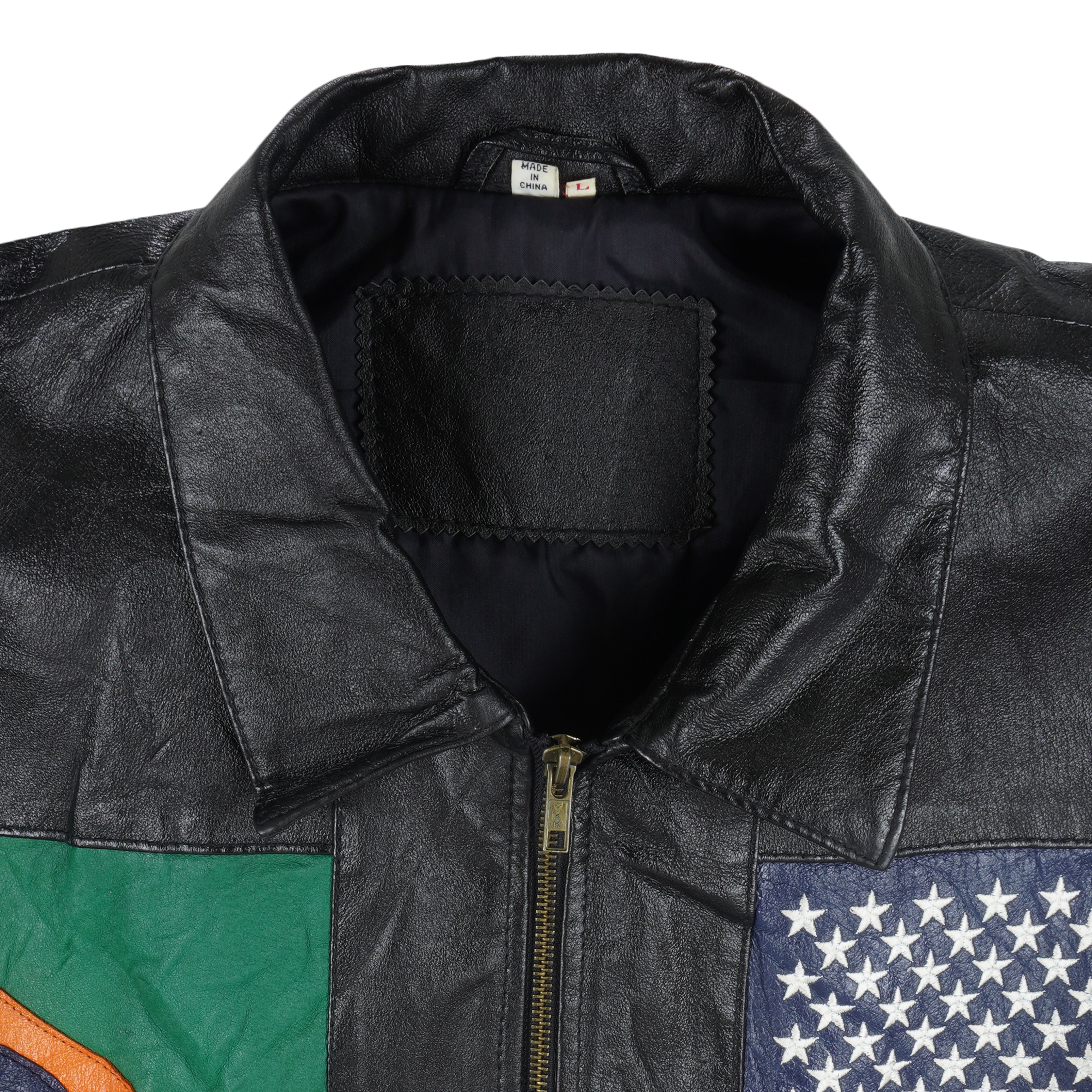 Vintage - National Flag Leather Jacket 1990s Large Vintage Retro