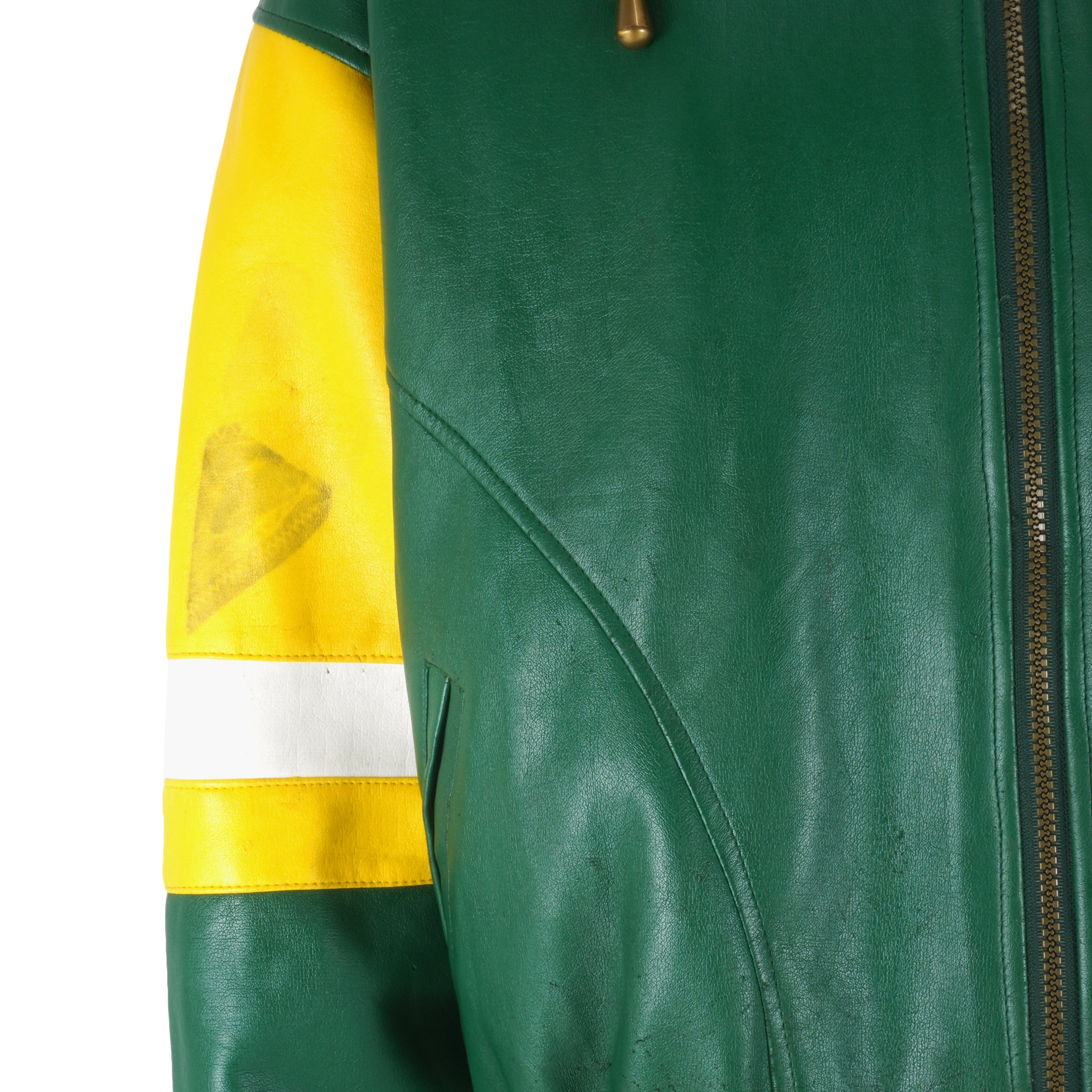 NFL - Green Bay Packers Hooded Faux Leather Jacket 1990s Medium Vintage Retro Football