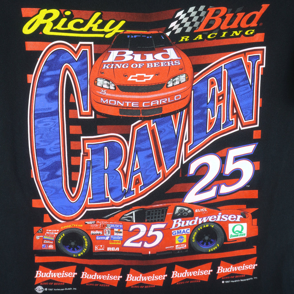 NASCAR - Budweiser, Ricky Craven No. 25 T-Shirt 1997 X-Large Vintage Retro