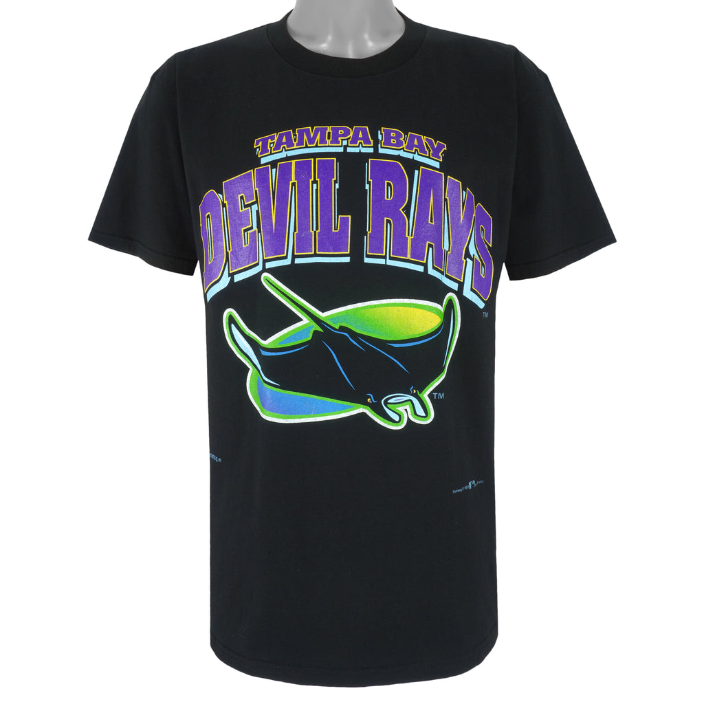 MLB (Nutmeg) - Tampa Bay Devil Rays Big Logo T-Shirt 1995 X-Large Vintage Retro Baseball