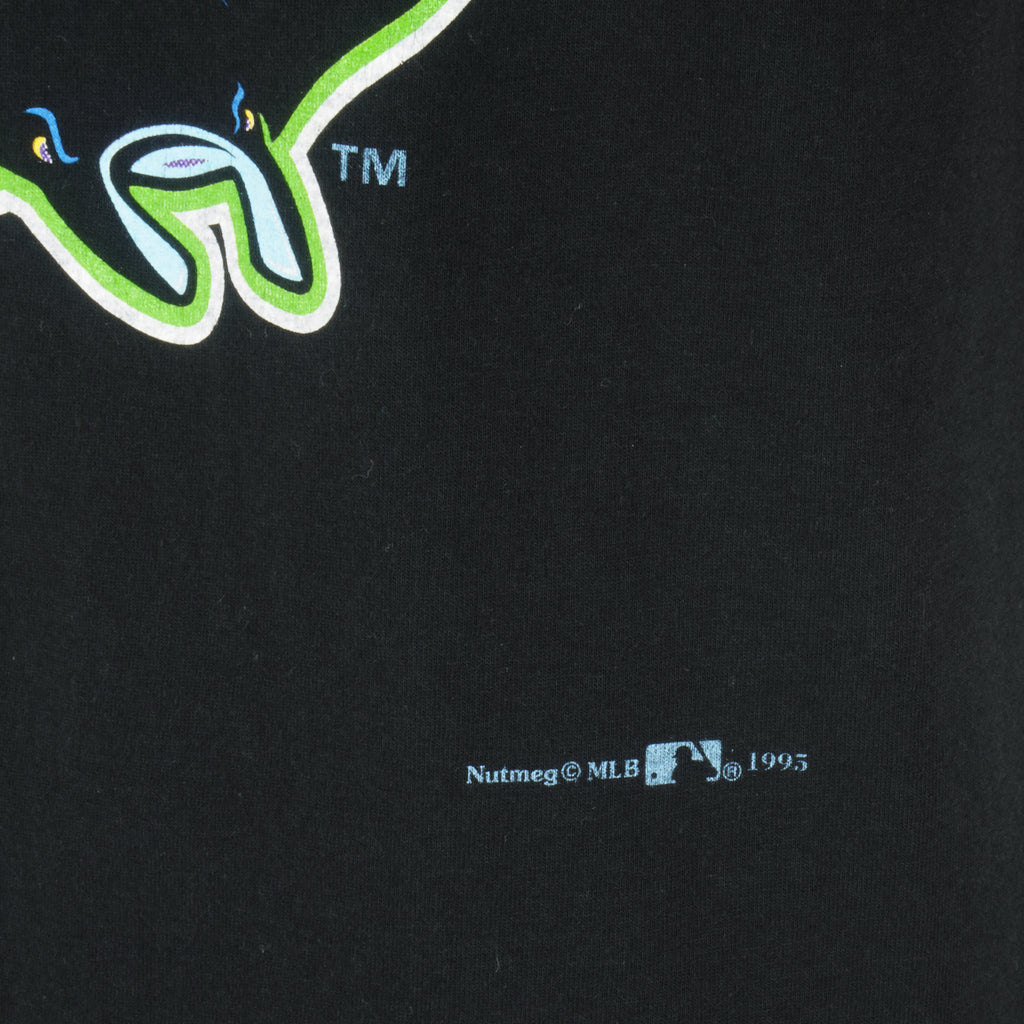 MLB (Nutmeg) - Tampa Bay Devil Rays Big Logo T-Shirt 1995 X-Large Vintage Retro Baseball