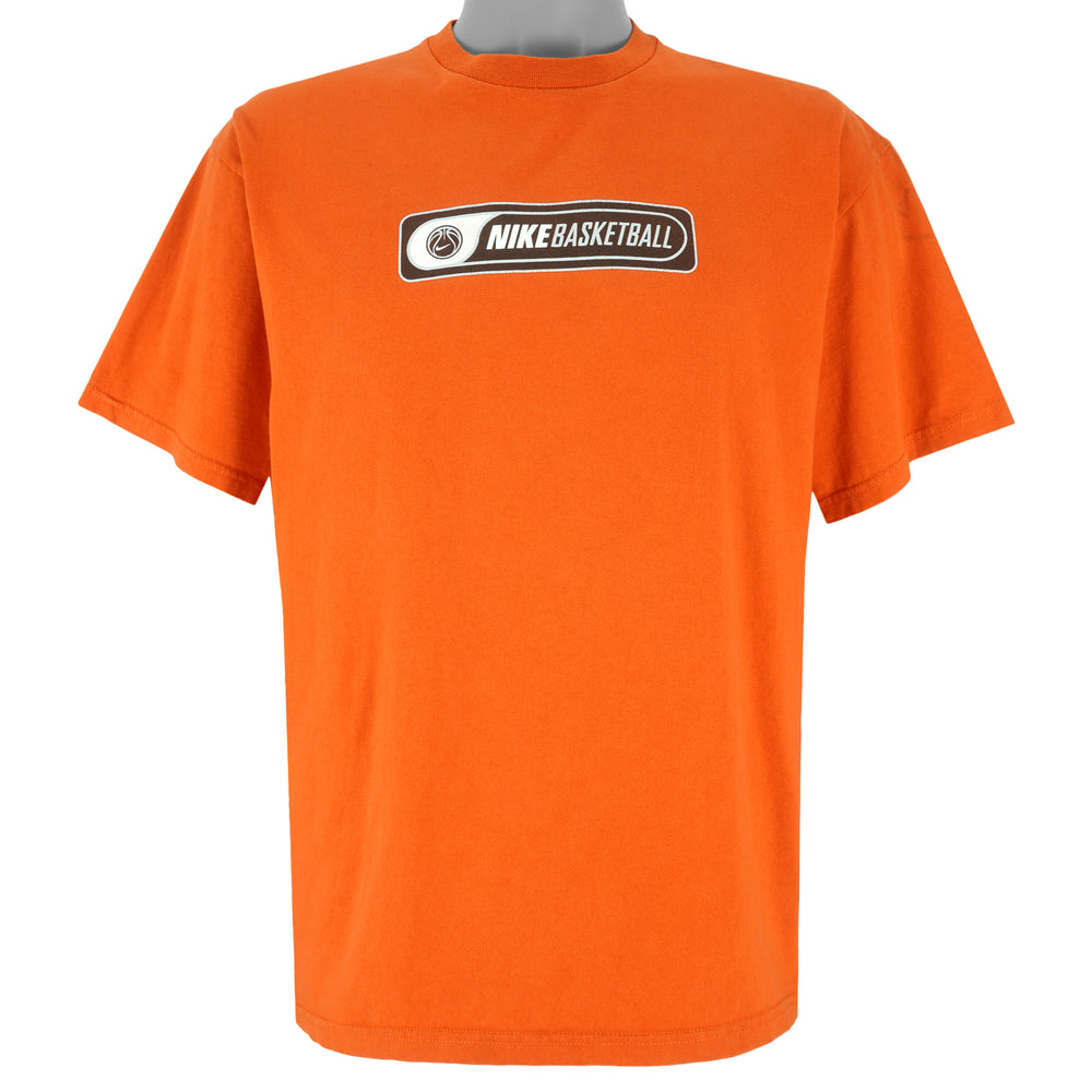 Nike - Orange Basketball Spell-Out T-Shirt 1990s Large Vintage Retro