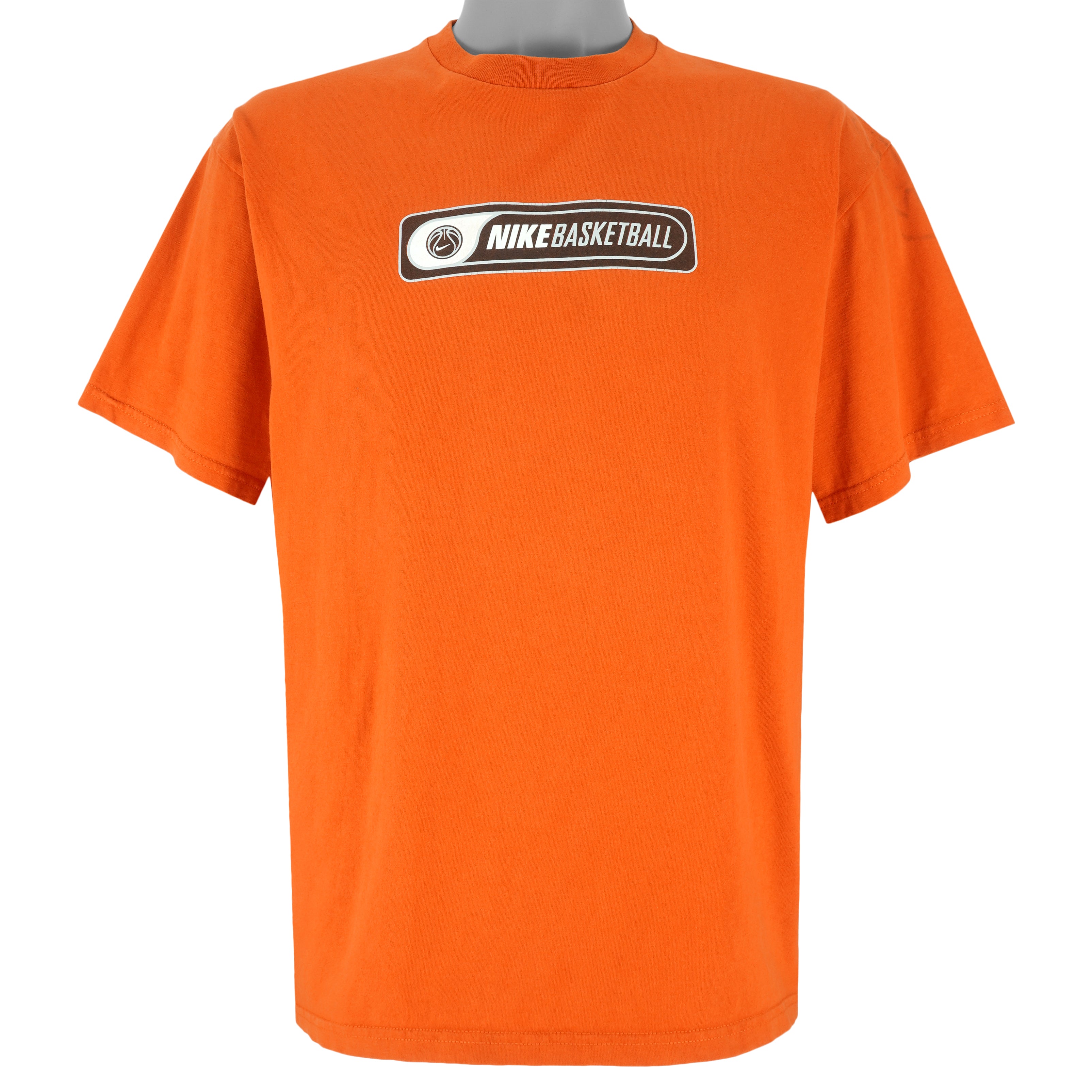 Nike - Orange Basketball Spell-Out T-Shirt 1990s Large Vintage Retro