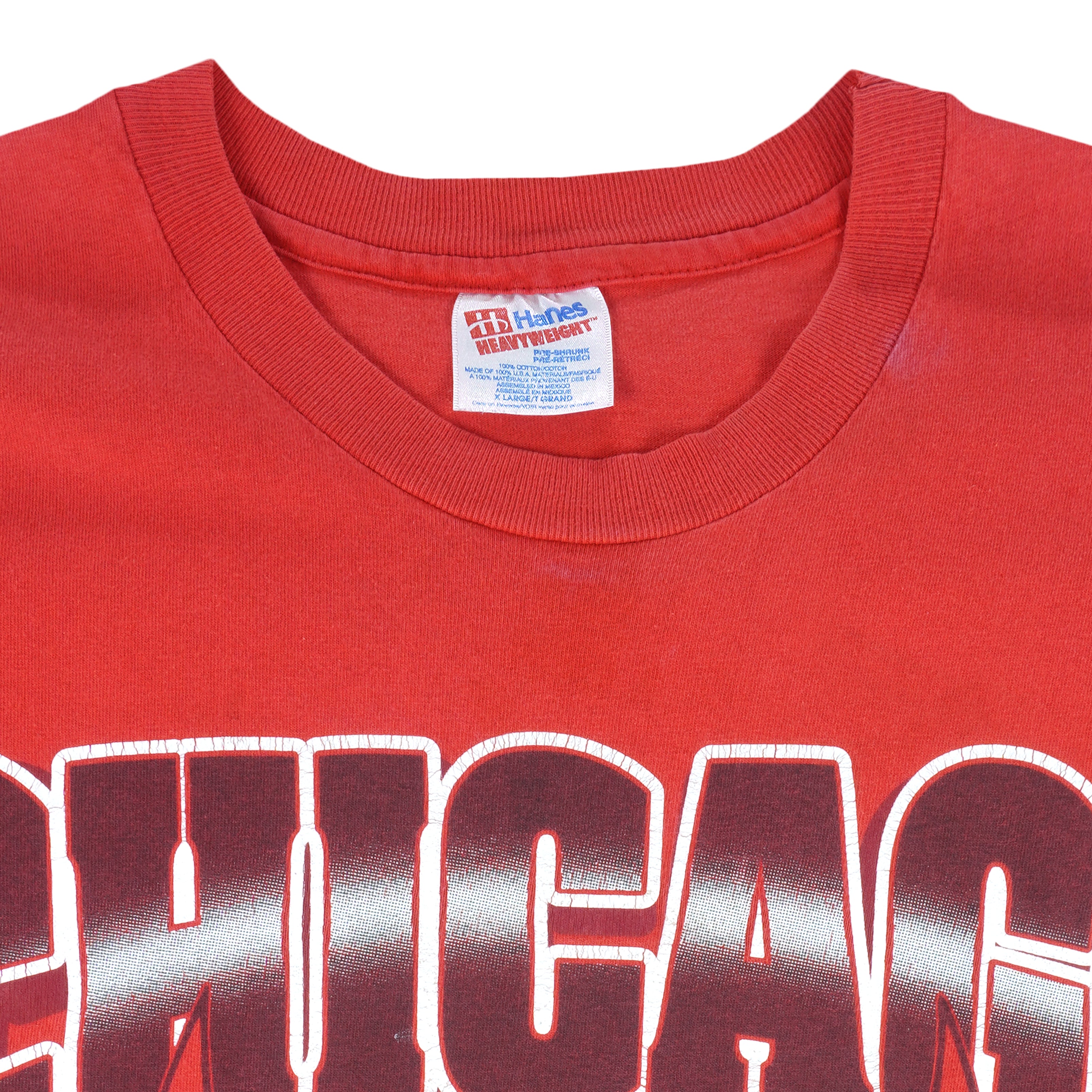 NBA (Hanes) - Red Chicago Bulls T-Shirt 1990s X-Large Vintage Retro Basketball