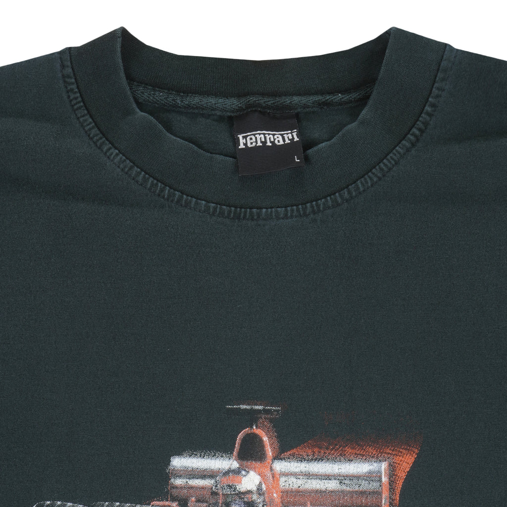 Nascar - Black Ferrari Big Spell-Out T-Shirt 1990s Large Vintage Retro