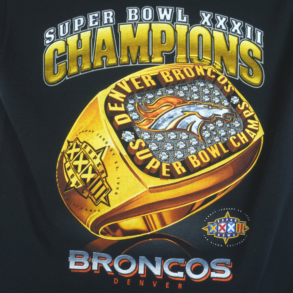 NFL - Denver Broncos, Super Bowl 32th Champions Ring T-Shirt 1998 Medium Vintage Retro Football