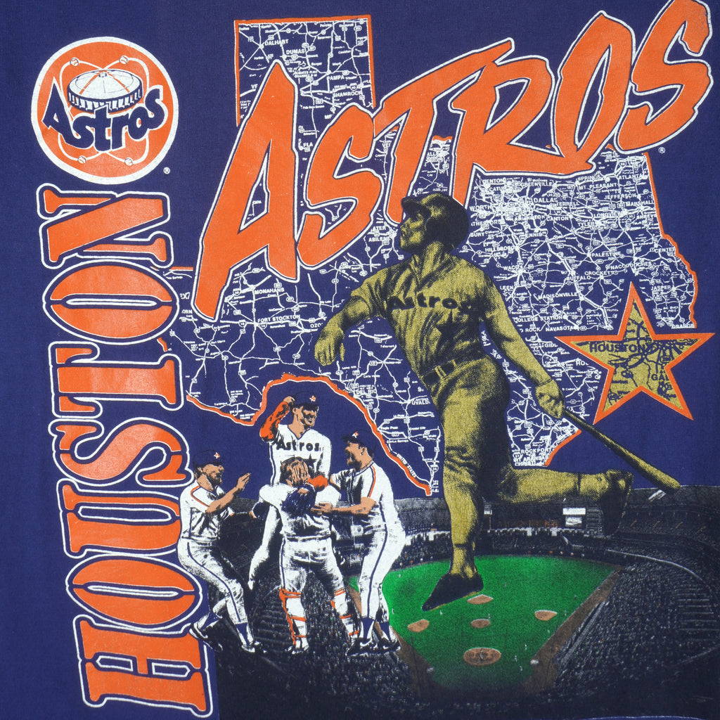 MLB (Nutmeg) - Houston Astros Spell-Out T-Shirt 1990s Medium Vintage Retro Baseball