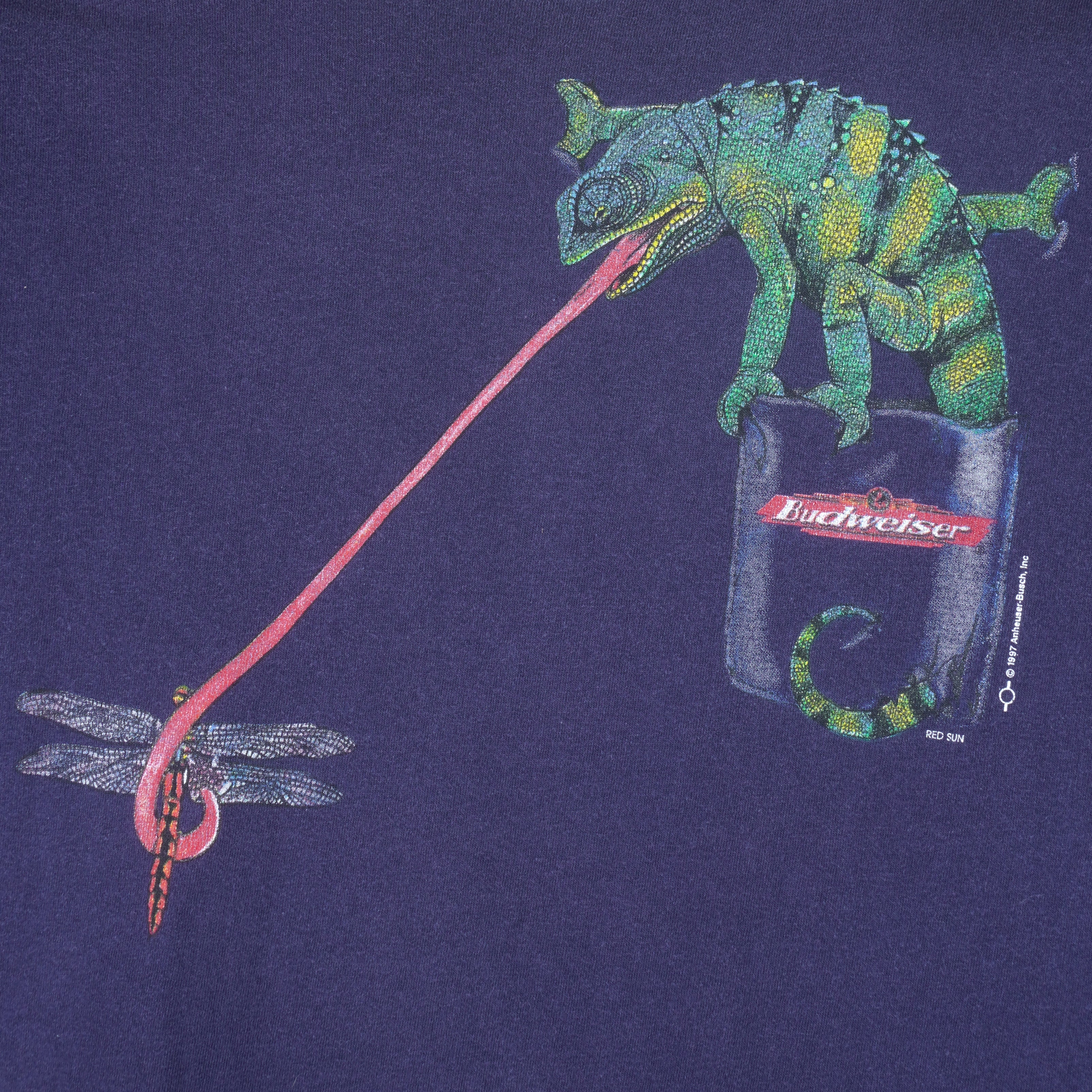 Vintage (Gildan) - Budweiser Lizards We Couldve Been Huge T-Shirt 1997 Large Vintage Retro