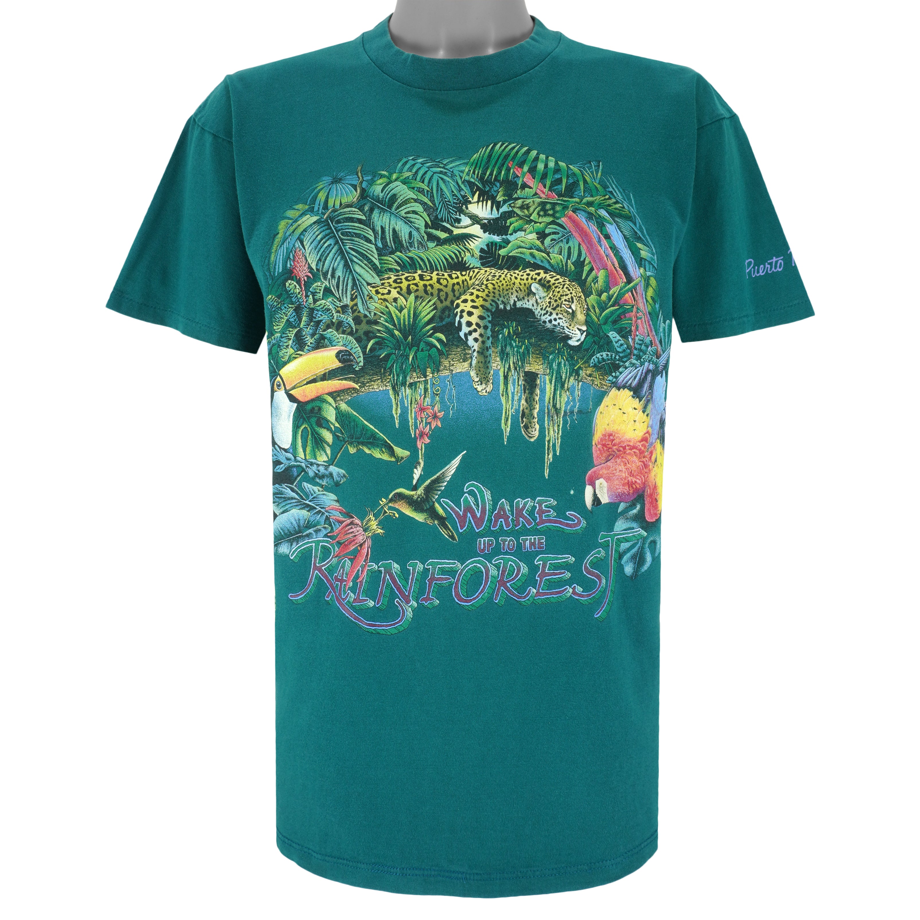 Vintage (Habitat) - Wake Up To Rain Forest T-Shirt 1990s Large Vintage Retro