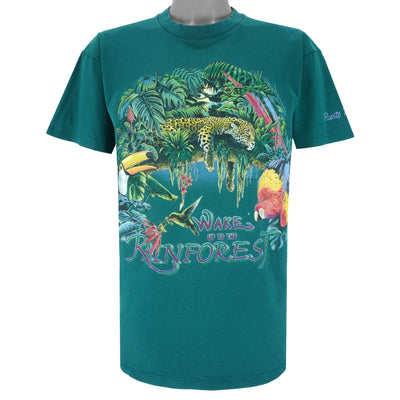 Vintage (Habitat) - Wake Up To Rainforest Animal T-Shirt 1990s Large