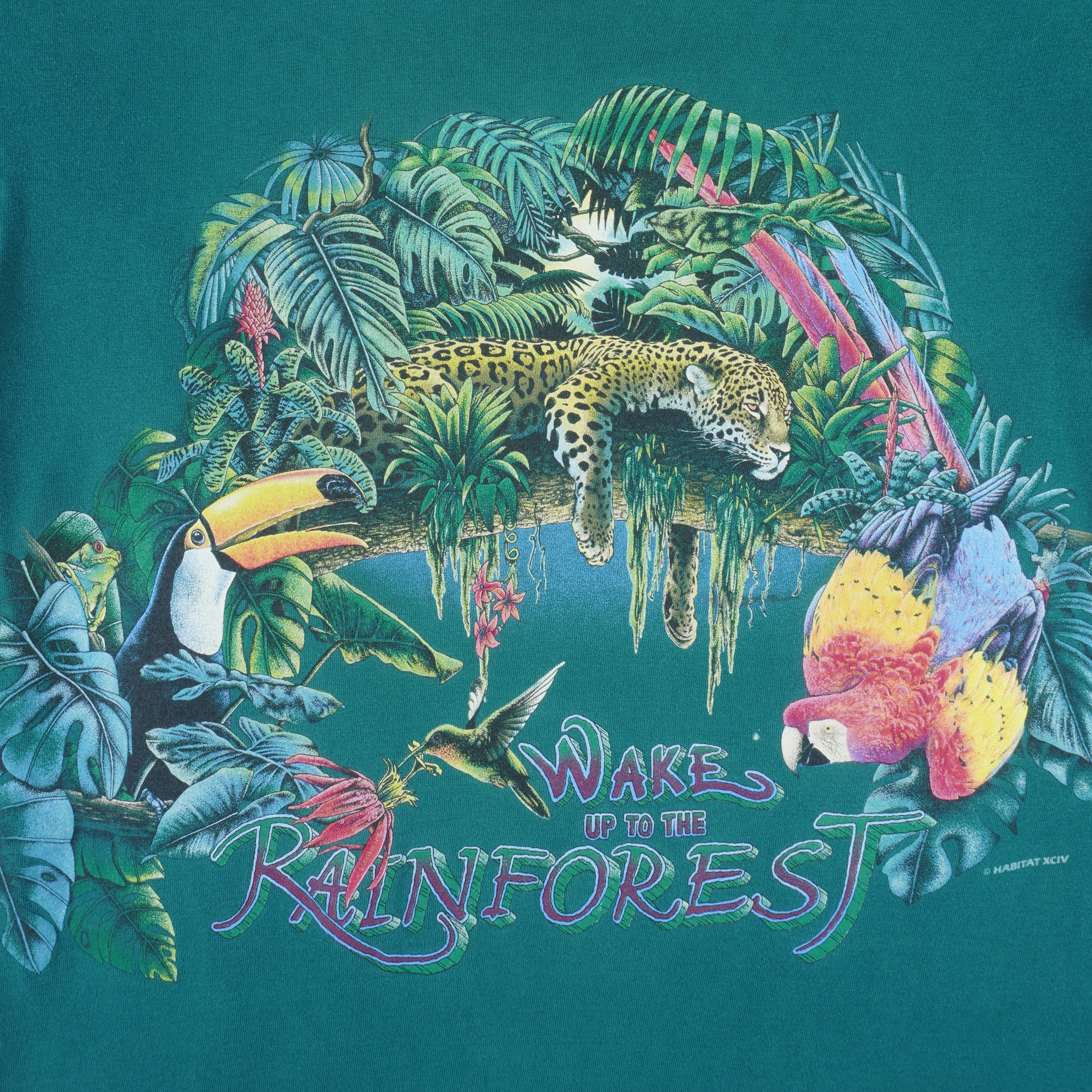 Vintage (Habitat) - Wake Up To Rain Forest T-Shirt 1990s Large Vintage Retro