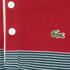 Lacoste - Green & Red 1/4 Button Polo T-Shirt Medium Vintage Retro