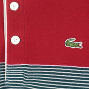 Lacoste - Green & Red 1/4 Button Polo T-Shirt Medium Vintage Retro