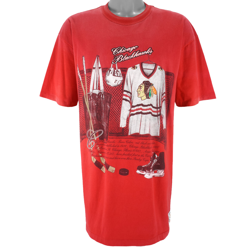 NHL (Nutmeg) - Chicago Blackhawks T-Shirt 1990s X-Large Vintage Retro Hockey