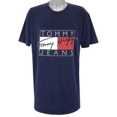 Tommy Hilfiger - Navy Blue Tommy Jeans T-Shirt 1990s X-Large