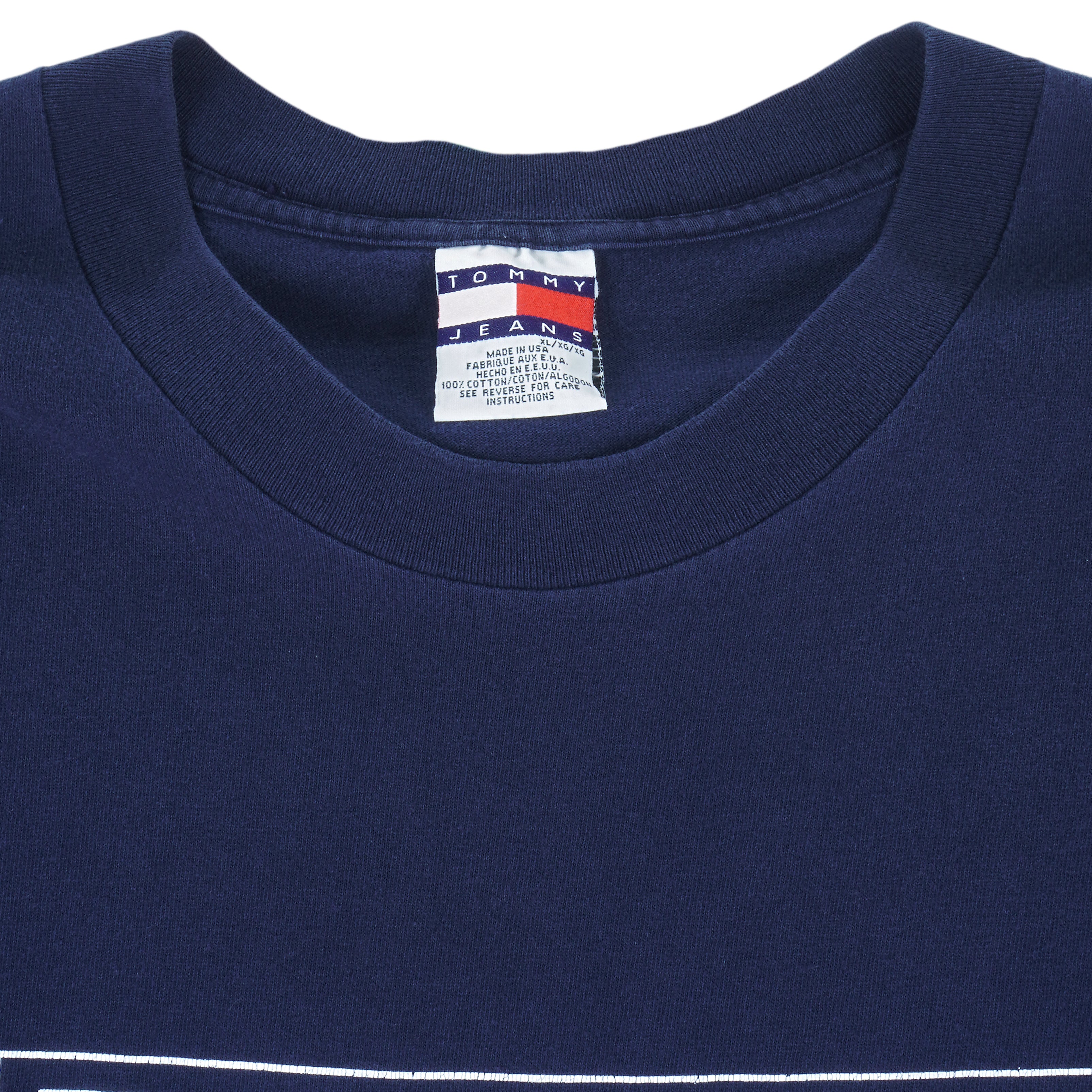 Tommy Hilfiger - Navy Blue Tommy Jeans T-Shirt 1990s X-Large Vintage Retro