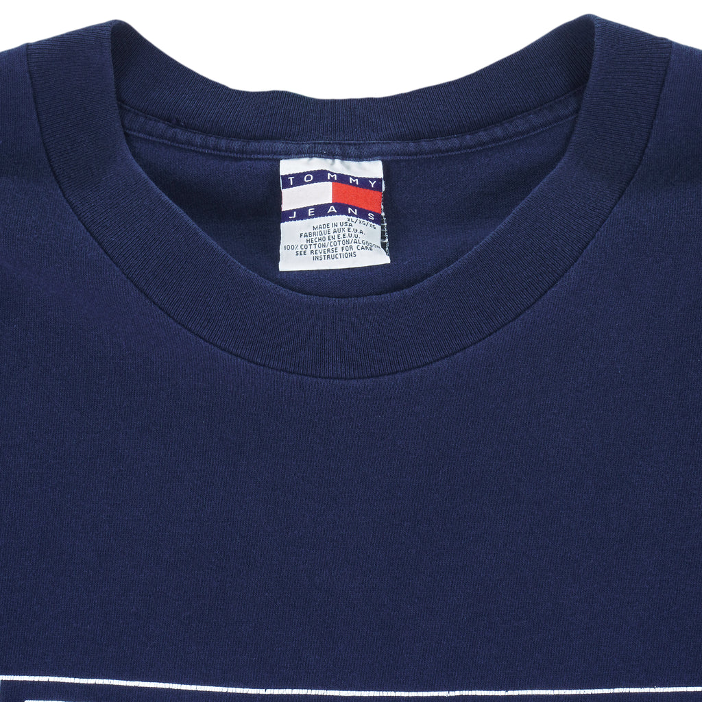 Tommy Hilfiger - Navy Blue Tommy Jeans T-Shirt 1990s X-Large Vintage Retro