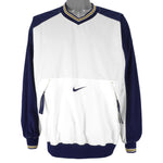 Nike  - White & Blue Embroidered Pullover Windbreaker 1990s Large