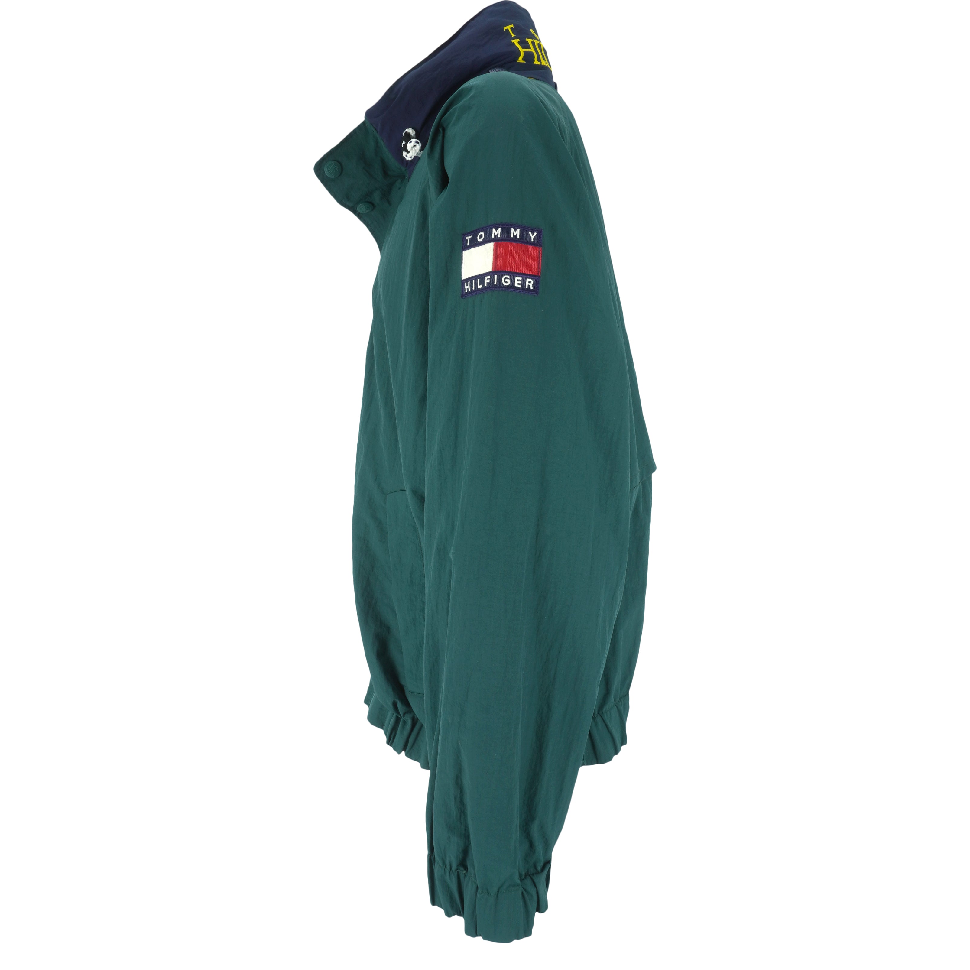 Tommy Hilfiger - Green Zip-Up Windbreaker 1990s Large Vintage Retro