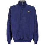 Nike - Blue 1/4 Zip Embroidered Logo Pullover Windbreaker 1990s Large Vintage Retro