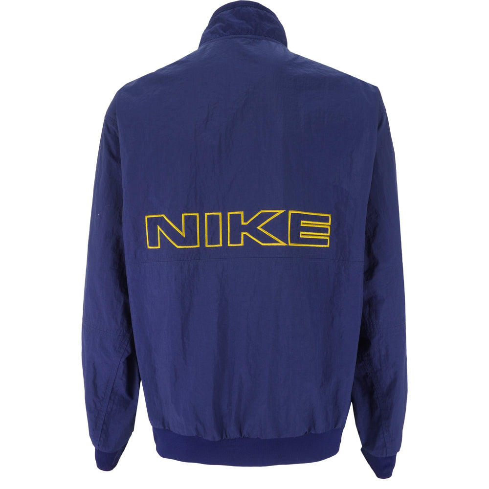 Nike - Blue 1/4 Zip Embroidered Logo Pullover Windbreaker 1990s Large Vintage Retro
