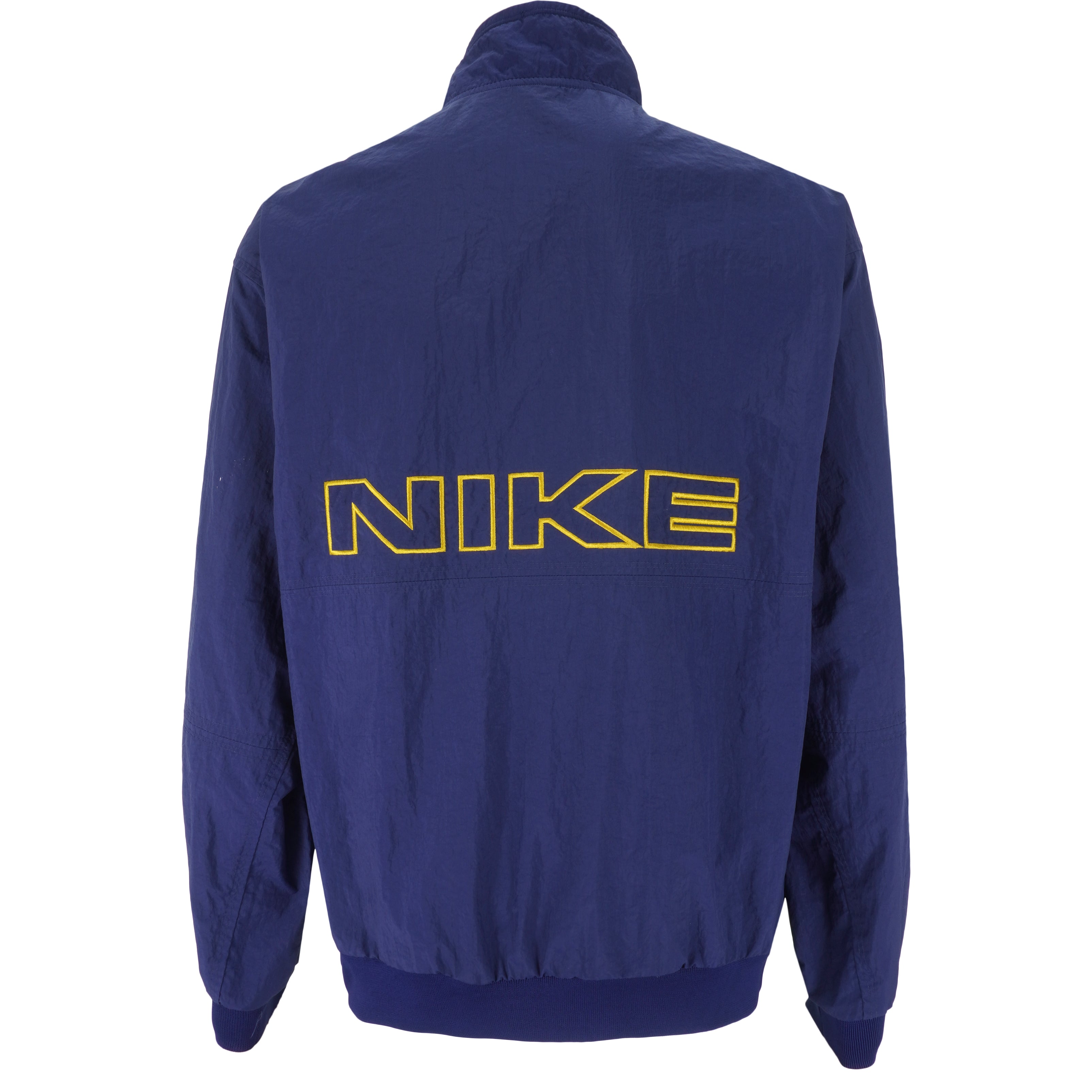 Nike - Blue 1/4 Zip Embroidered Logo Pullover Windbreaker 1990s Large Vintage Retro