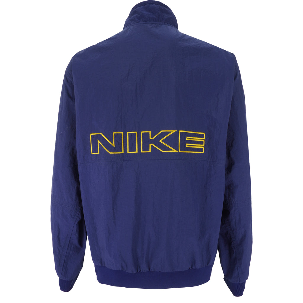 Nike - Blue 1/4 Zip Embroidered Logo Pullover Windbreaker 1990s Large Vintage Retro