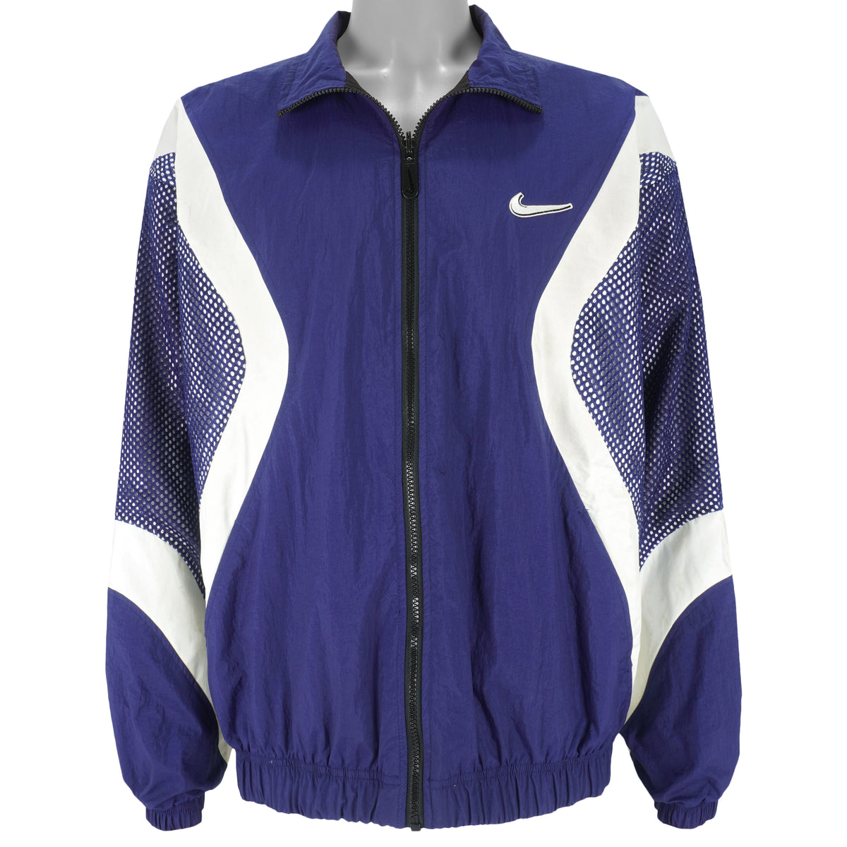 Nike - Blue & Black Swoosh Reversible Windbreaker 1990s X-Large Vintage Retro