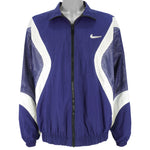 Nike - Blue & Black Swoosh Reversible Windbreaker 1990s X-Large Vintage Retro