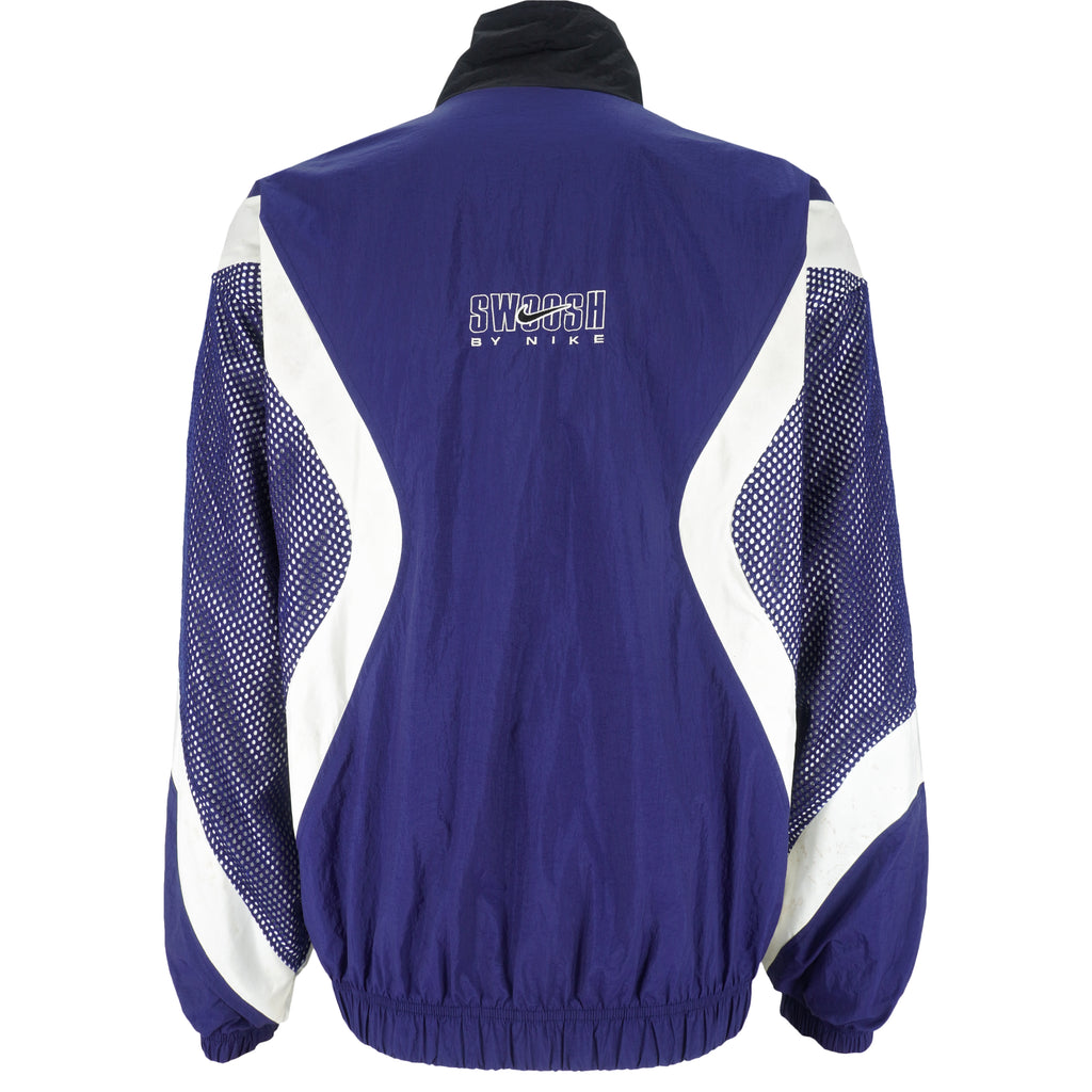 Nike - Blue & Black Swoosh Reversible Windbreaker 1990s X-Large Vintage Retro
