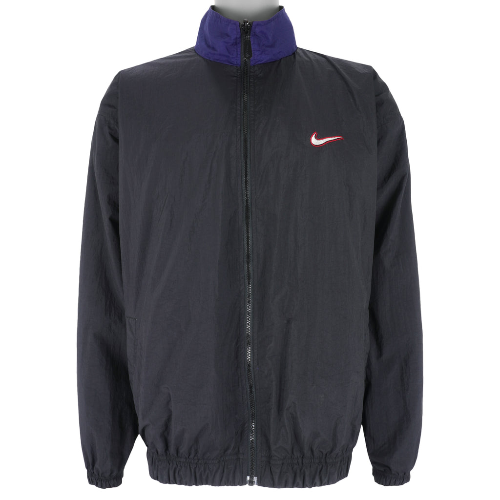 Nike - Blue & Black Swoosh Reversible Windbreaker 1990s X-Large Vintage Retro