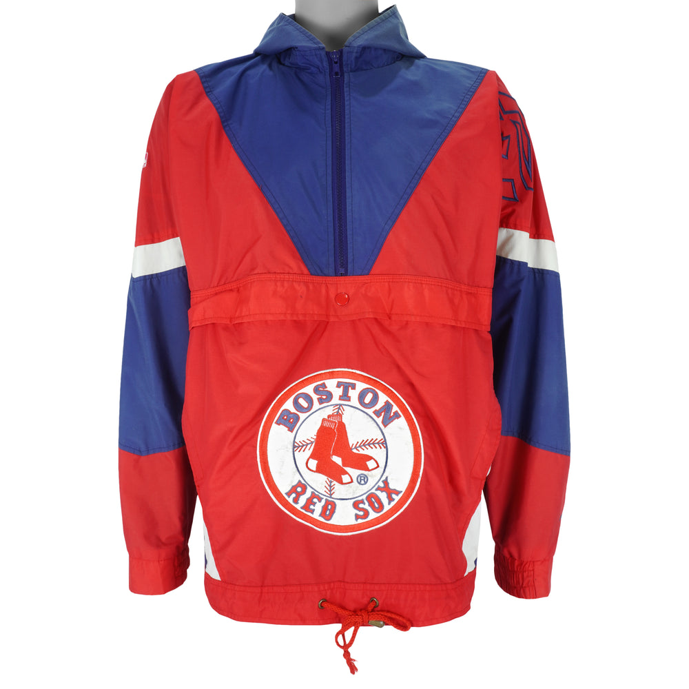 MLB (Nutmeg) - Boston Red Sox Hooded Windbreaker 1990s Large Vintage Retro Baseball