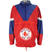 MLB (Nutmeg) - Boston Red Sox Hooded Windbreaker 1990s Large Vintage Retro Baseball