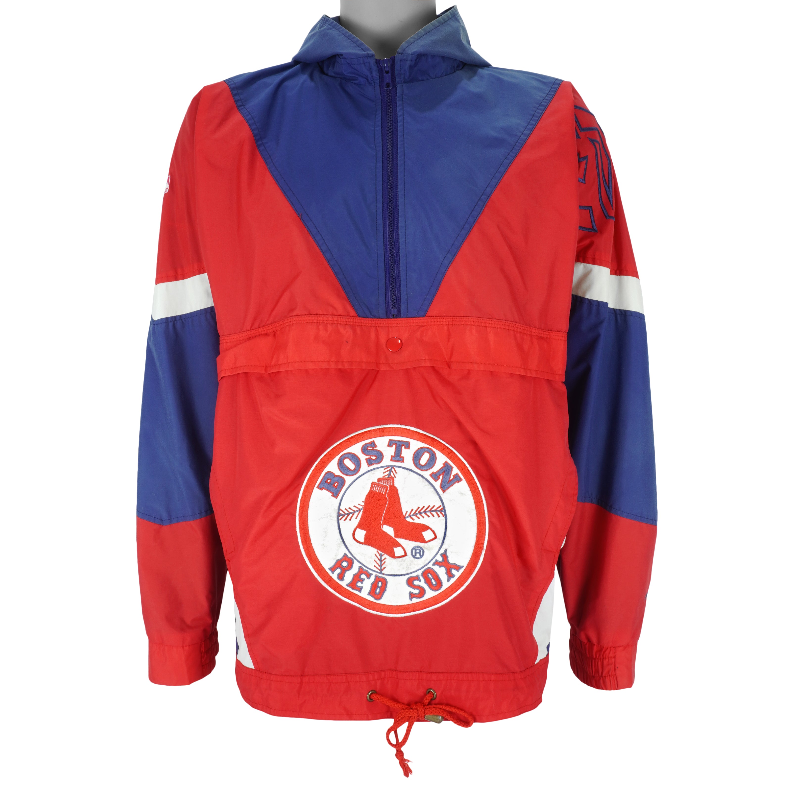 MLB (Nutmeg) - Boston Red Sox Hooded Windbreaker 1990s Large Vintage Retro Baseball